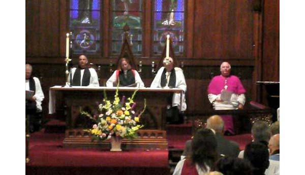 Bishop Patrick McGrath overseeing the installation of female Episcopalian bishops